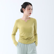 HengTravler舞蹈練功服上衣V領(lǐng)長(zhǎng)袖套指彈力針織形體訓(xùn)練服顯高顯瘦 抹茶-長(zhǎng)袖 XL
