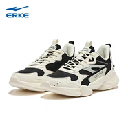鴻星爾克（ERKE）運(yùn)動(dòng)鞋男輕便防滑減震休閑跑步鞋紅星青年潮流軟底耐磨慢跑鞋 橡芽白/正黑 39