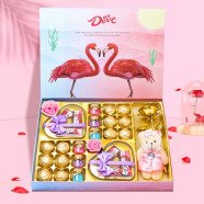 德芙（Dove）巧克力礼盒装糖果零食送女友闺蜜老婆情人520情人节浪漫创意礼物 德芙火烈鸟 礼袋 礼盒装 252g