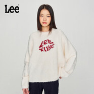 Lee舒適版唇形Logo針織寬松米白色女毛衣休閑潮流