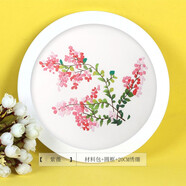 美岸新款刺繡創(chuàng)意禮物印花自繡花卉圖案團(tuán)扇包包蘇繡自己手工刺繡DIY 紫薇【繡繃+材料包+圓畫框】