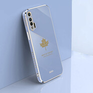 品美廉 華為Nova6 5G版手機殼保護套 nova6 5G楓葉直邊電鍍軟殼全包防摔硅膠殼 適用于 煙灰色+鋼化膜