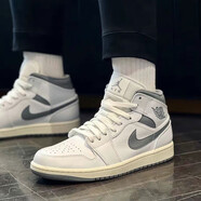 耐克（NIKE）男鞋Air Jordan 1 Mid aj1中幫 湖人 復(fù)古耐磨休閑運(yùn)動鞋籃球鞋 554724-135 潮酷白灰 40