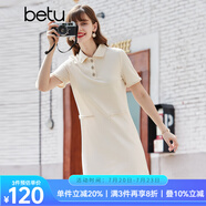betu百圖女裝法式polo減齡短袖連衣裙女JD2103T73 米杏色 M