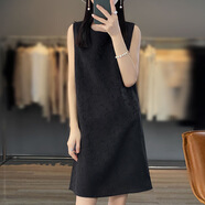 清迎緞面吊帶連衣裙女2025夏季新款時(shí)尚V領(lǐng)真絲滑提花無(wú)袖中長(cháng)款裙子 JR-04黑色 XL （建議 115-130斤）