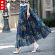 vuzrmm波西米亞沙灘長(zhǎng)裙2023夏季翠花雪紡半身裙長(zhǎng)款女復(fù)古印花大擺裙 圖案花 S 1.8尺-1.9尺