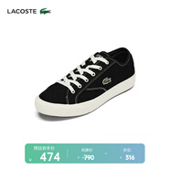 LACOSTE法國鱷魚男鞋25年新款時尚舒適百搭系帶板鞋帆布鞋|47CMA0005 454/黑色/米白色 41 (260mm) 7.5