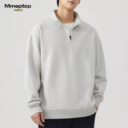 MMOPTOP美式半拉鏈衛(wèi)衣男士春秋款潮牌純色寬松休閑上衣8902花白灰3XL