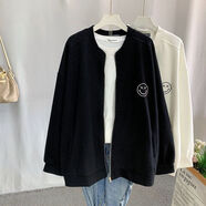 OZMYET胖妹妹大碼外套加肥加2-300斤開(kāi)衫衛衣女春秋季胖MM新款寬松上衣 黑色 春秋款 2XL 【145-165斤】