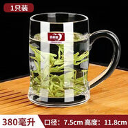 潤華年加厚耐熱玻璃杯透明玻璃茶杯綠茶杯手把泡茶杯家用喝水杯子 1只 清雅把杯【裝】-加厚款
