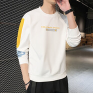 寄風(fēng) 衛衣男圓領(lǐng)春秋季新款韓版潮流男士春裝上衣大碼外衣 2007白色（單件） XL