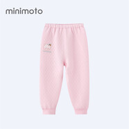 minimoto  嬰兒褲子冬季夾絲寶寶長褲新生兒可拆襠褲子純棉面料 粉色 0-3個月/52cm