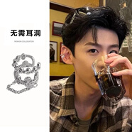 QMXD流蘇高級(jí)感耳夾男士輕奢小眾耳環(huán)藝術(shù)創(chuàng)意冷淡風(fēng)耳骨夾酷帥男耳飾 鏈條流蘇耳夾單只