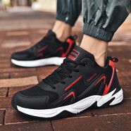 集馳（JIEACSSI） 特大碼男鞋運動(dòng)鞋加大加肥寬頭春夏季皮面防水皮面男46 47 48碼 6881黑紅-網(wǎng)面 41碼