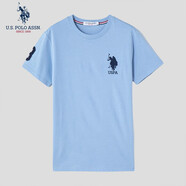 U.S. POLO ASSN.USPA男士短袖T恤刺繡圓領(lǐng)大馬標棉質(zhì)青年時(shí)尚潮流上衣多色可選T 淺藍色 2XL
