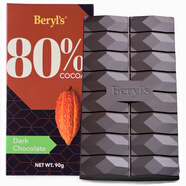 倍樂(lè )思（Beryl's）80%可可黑巧克力排塊 90g 進(jìn)口健身運動(dòng)代餐休閑零食點(diǎn)心烘焙原料