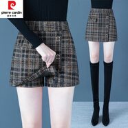 皮爾卡丹（pierre cardin）格子半身裙秋冬女2024新款高腰毛呢a字裙包臀短裙冬天時(shí)尚 格子 26/S