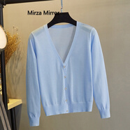 Mirza Mirror針織衫披肩夏季外搭開(kāi)衫女裝亞麻空調衫短款的小外套 藍色 夏季不帶刺繡 L 101-110斤