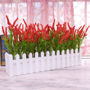 谷朵兒   仿真植物薰衣草柵欄套裝塑料花絹花 假花客廳田園風(fēng)格裝飾花藝 50CM紫紅色