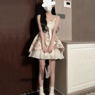 XWDKQ后背蝴蝶結連衣裙夏季日系甜辣拼接碎花蓬蓬吊帶裙女學(xué)生收腰顯瘦 碎花裙優(yōu)質(zhì)版 +關(guān)注小禮物 S