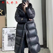 RLAS加厚鵝絨羽絨服女冬長(cháng)款過(guò)膝東北超厚黑金極寒外套男零下40度500g 黑金長(cháng)款 男女同款 2XL 160-180斤 90%鵝絨520克