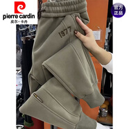 皮爾卡丹（pierre cardin）大碼300斤休閑褲子男女秋冬季加絨運動(dòng)束腳褲寬松抽繩刺繡哈倫褲2 軍綠色 加絨 3XL 160-190斤