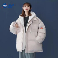 尚簡(jiǎn)紛加厚假兩件連帽棉服女工裝情侶棉衣網(wǎng)紅款冬季2025新款潮學(xué)生棉襖 港文化1688款米白色 XL