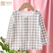 莫代爾嬰兒長(cháng)袖防曬服純棉網(wǎng)眼男女童防蚊外套夏季輕薄款空調開(kāi)衫上衣 灰格子 120碼建議身高115cm左右3-3.5歲