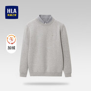 海瀾之家（HLA）加絨加厚毛衣男冬季內(nèi)里加絨智慧絨保暖假兩件毛衣男經(jīng)典低調(diào)上衣 燕麥12(加絨加厚) 165/84A/S