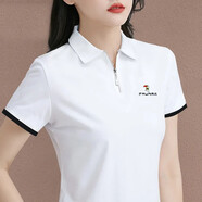 2024夏季新款翻領(lǐng)polo衫短袖T恤修身洋氣氣質(zhì)顯瘦女士上衣 169白色 L
