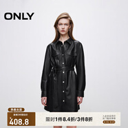 ONLY2024秋冬新款工裝風(fēng)口袋PU襯衫翻領(lǐng)短裙連衣裙女|12437Y002 H1Z 黑色 S (160) 80A