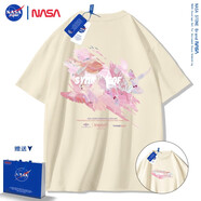 NASA STONE聯(lián)名短袖t恤男夏季新款潮流寬松純棉學(xué)生百搭上衣半袖情侶裝夏裝 涂鴉鴿子 杏色 4XL 推薦體重190-200斤