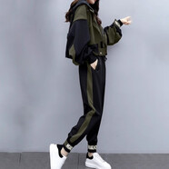 Mapping香港大牌大碼女裝氣質(zhì)休閑時(shí)尚高級感寬松落肩袖翻領(lǐng)上裝外套長(cháng)褲 軍綠色【支持退換】 M 可選加絨加厚款