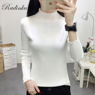 Radinka2025秋冬新款半高領(lǐng)毛衣女學(xué)生套頭針織打底衫長袖修身毛線衣 白色 S 【建議100斤以下】