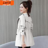 星垂曉霧40至50歲到60歲的風(fēng)衣女春天穿的中年裝外套(加里布)秋季新款收腰 米白色 【雙層有里襯】 L 105-118