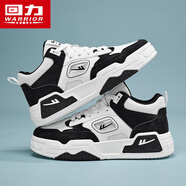 回力秋季新款板鞋男厚底小白鞋青少年高幫潮流百搭男女運動(dòng)休閑鞋子男 白黑 41