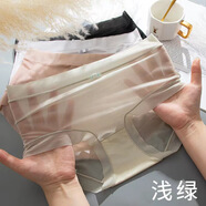 水光面膜夏季冰絲內褲女士中腰隱形少女無(wú)痕裸感女生三角褲 淺綠色 XL 適合120-140斤