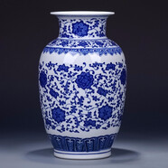 loyo景德鎮花瓶青花瓷擺件瓷器工藝品新中式仿古陶瓷博古架裝飾品瓷瓶 纏枝蓮冬瓜瓶+匠心打造