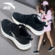 安踏（ANTA）女鞋運動(dòng)鞋2024春季網(wǎng)面透氣跑步鞋防滑耐磨軟底輕便旅游休閑鞋 -1黑 35.5
