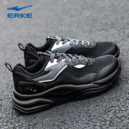 鴻星爾克（ERKE）女鞋運(yùn)動(dòng)鞋女軟底跑步鞋冬季網(wǎng)面輕便休閑鞋子女 正黑/亮銀 35