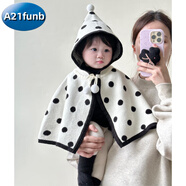 A 21 FUNB2025春秋新款韓版兒童針織圓點(diǎn)連帽斗篷男女寶寶外出防風(fēng)披風(fēng)開(kāi)衫 圓點(diǎn)針織斗篷 90 (10~18個(gè)月)