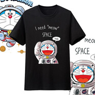 哆啦a夢(mèng)T恤純棉藍胖子短袖機器貓叮當體恤上衣男女夏半袖 A 黑 150 童裝