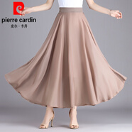 皮爾卡丹（pierre cardin）卡其色半身裙子女夏季超長款紗裙大擺長裙到腳踝雪紡高腰百褶半裙 卡其色 均碼 85-145斤