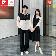 皮爾卡丹（pierre cardin）特別的情侶裝夏春秋襯衫百搭假二件連衣短裙顯瘦學院一裙一衣針織 男衣 2XL