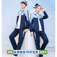 芯時代團(tuán)體服中學(xué)生校服春秋套裝學(xué)院風(fēng)秋季初中生運(yùn)動服三件套小學(xué)生班 Y877藍(lán)色兩件套 170