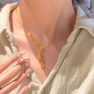 瑞諾黃金項鏈女足金套鏈流蘇葫蘆吊墜鎖骨鏈訂婚結婚三金首飾禮物 黃金福葫蘆項鏈/金重約10.42克
