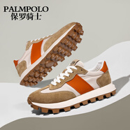 保羅騎士（PALMPOLO）男鞋2023新款復(fù)古潮流百搭男士厚底阿甘鞋時尚運動休閑鞋 杏色 43
