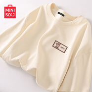 名創(chuàng  )優(yōu)品（MINISO）短袖2025新款女夏季胖mm大碼顯瘦寬松女裝純棉半袖夏天正肩女t恤 奶白色(嗨皮熊仔胸標) 2XL (體重150-170斤)