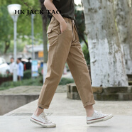 hk jack tao休閑褲女 港風(fēng)潮牌純色寬松哈倫褲女蘿卜九分女直筒百搭休閑女褲 卡其色（常規） M （105-110斤）