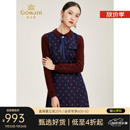 喬萬尼女裝新款潮連衣裙洋氣秋冬打底裙歐洲站女裝時尚連衣裙 星火藍 2XL